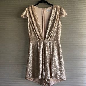 Tobi Gold champagne sequin short romper